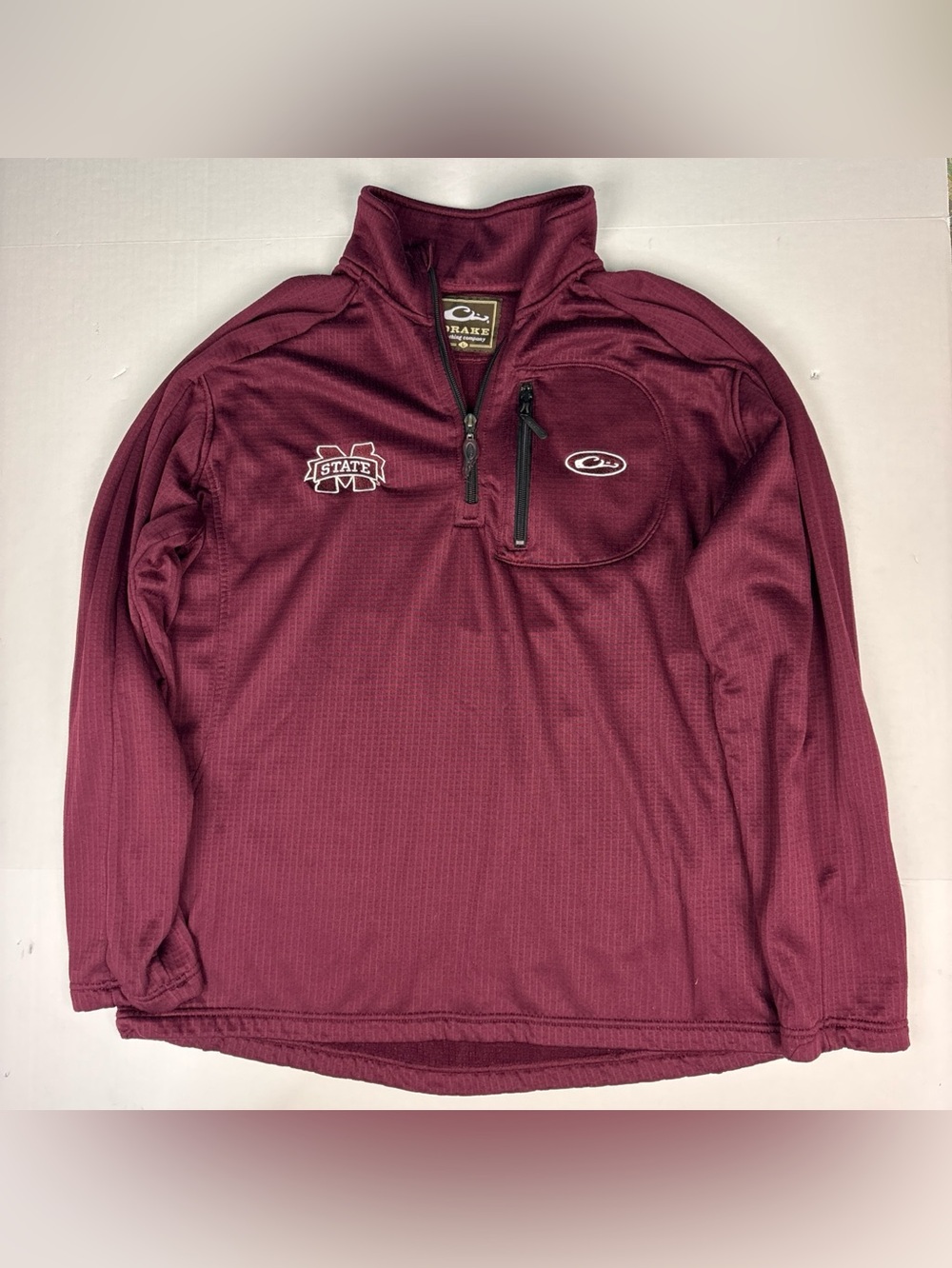 Drake Mississippi State Bulldogs Men Large Pullover Maroon Waterfowl BreatheLite